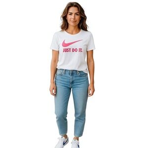 Nike White Short Sleeve Nike Logo Just Do It Slogan Casual TShirt‎ Large